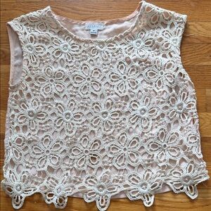 Monteau Cream Floral Crochet Blouse